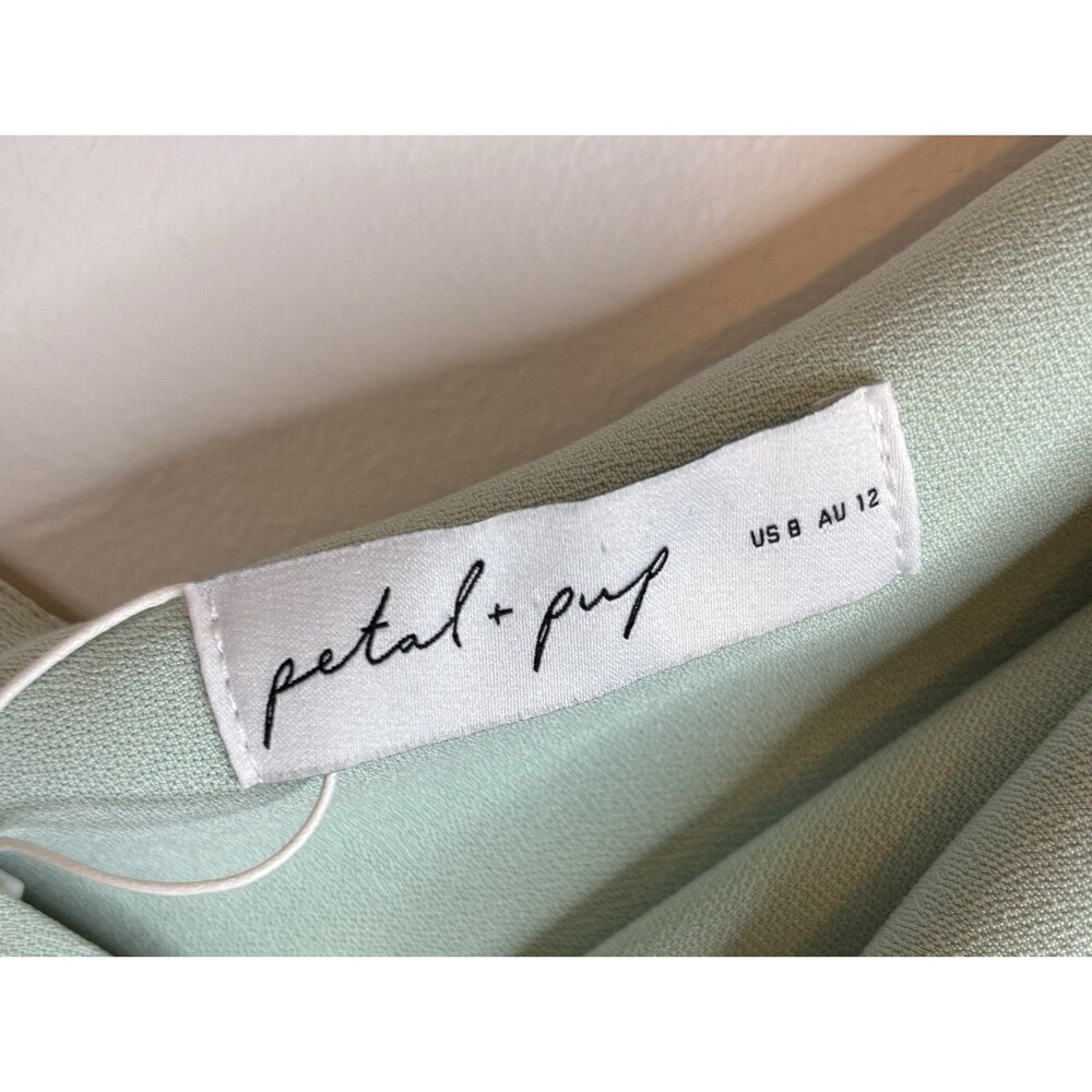 PETAL & PUP Nadene One Shoulder Body Con Dress 8 Mint Green Midi Formal Cocktail - Picture 3 of 12